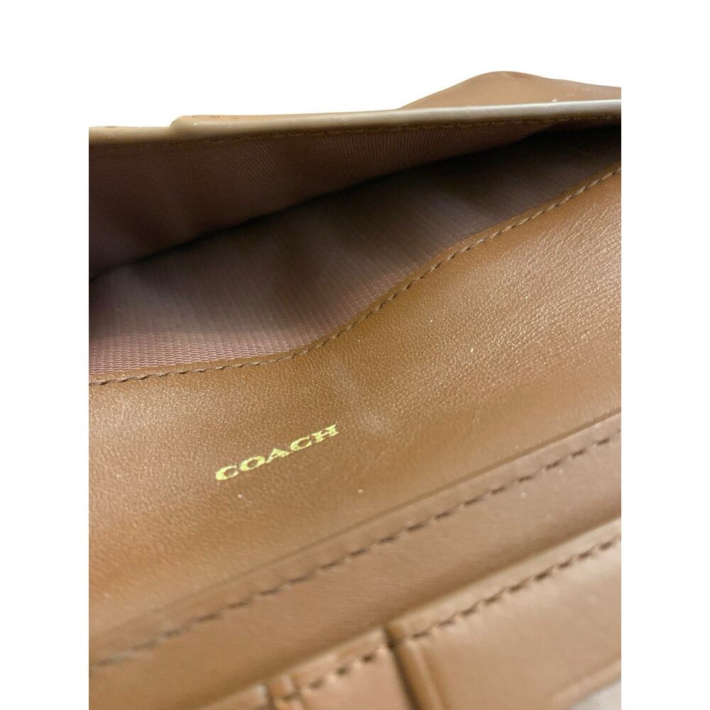 Coach Madison Skinny Leather Wallet 51936 Tan Brown Gold Logo - Picture 13 of 16